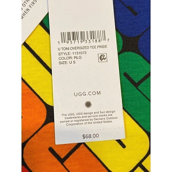 UGG UNISEX Logo U Toni Pride Rainbow Oversized‎ Tee for Everyone Colorful Casual - Picture 7 of 12